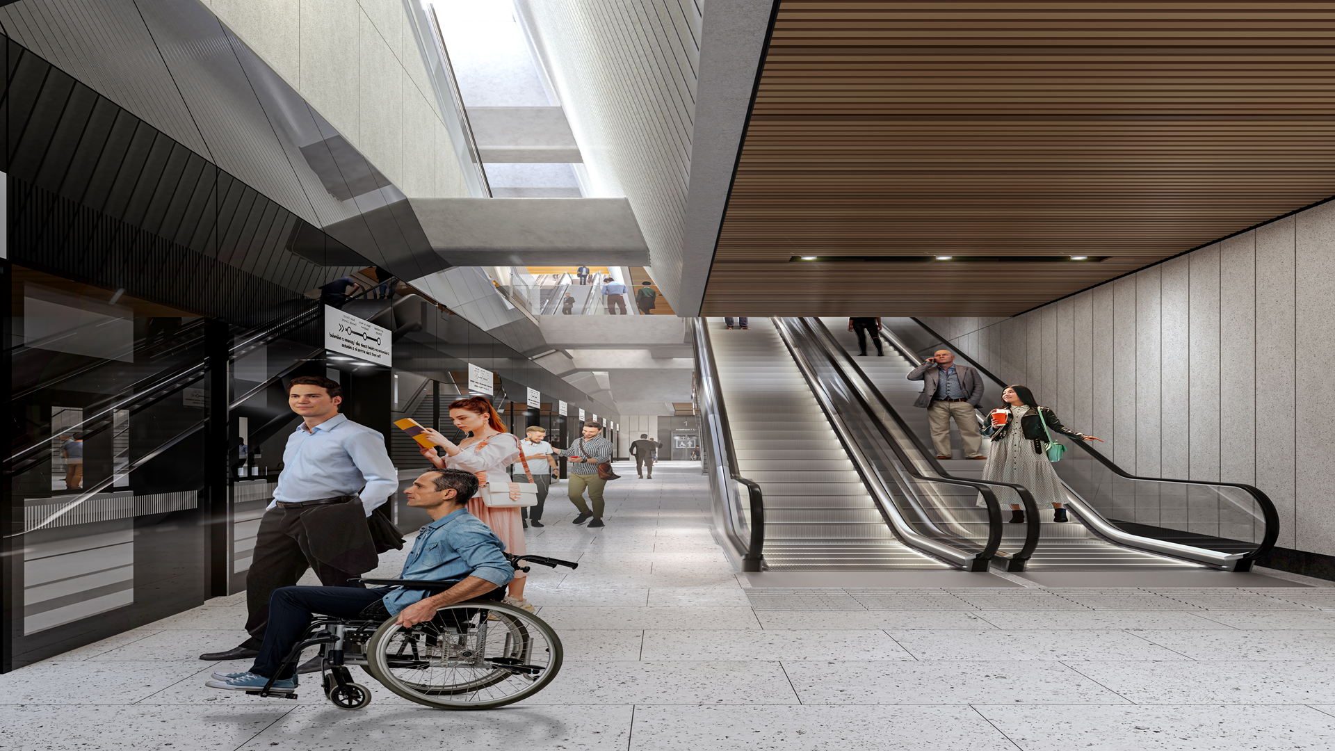 An artist's impression of the interior of Tara Street MetroLink station